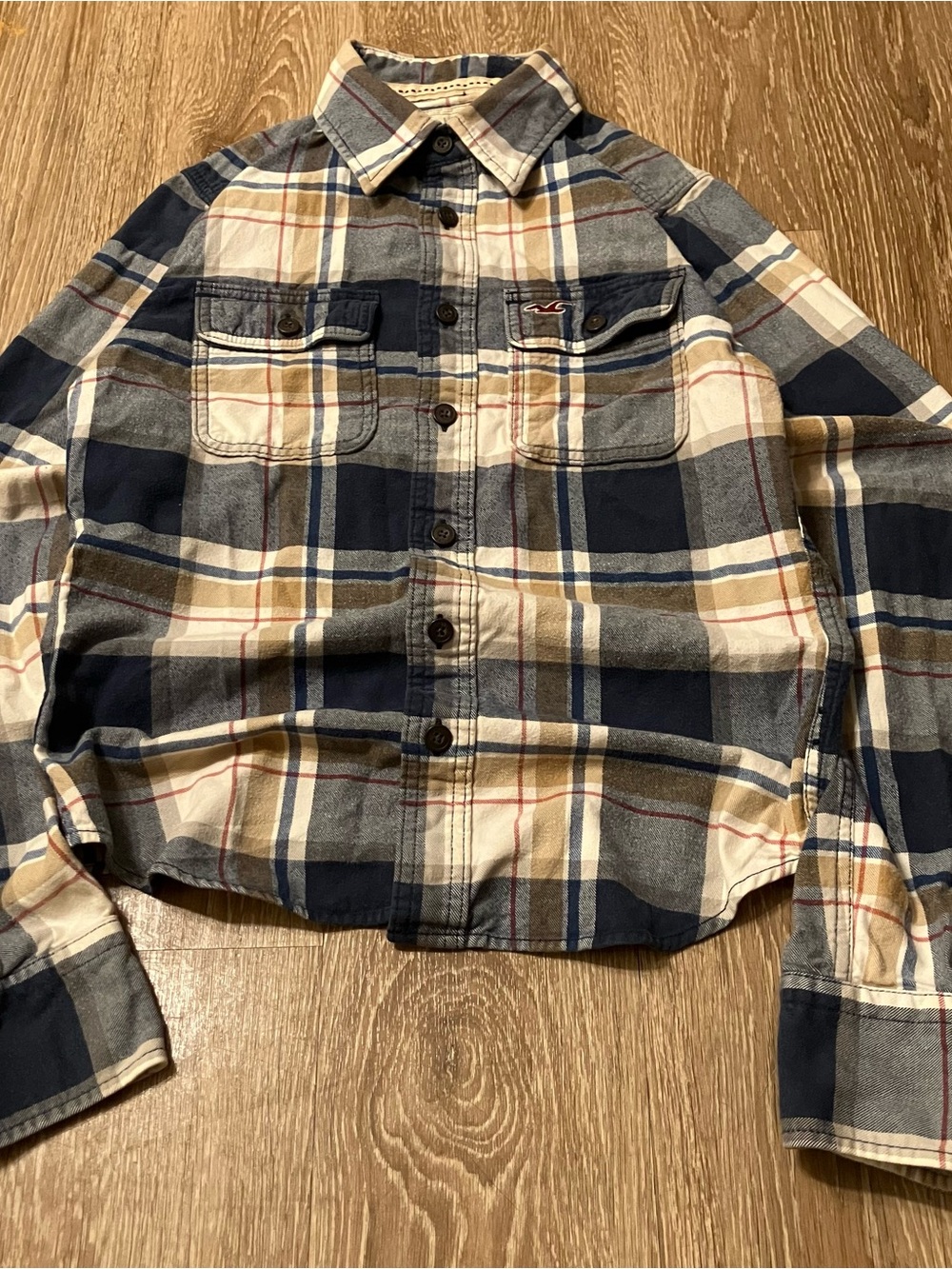 Hollister Women's Vintage Y2K Button-Down Top Plaid Flannel Shirt XS - Picture 2 of 8